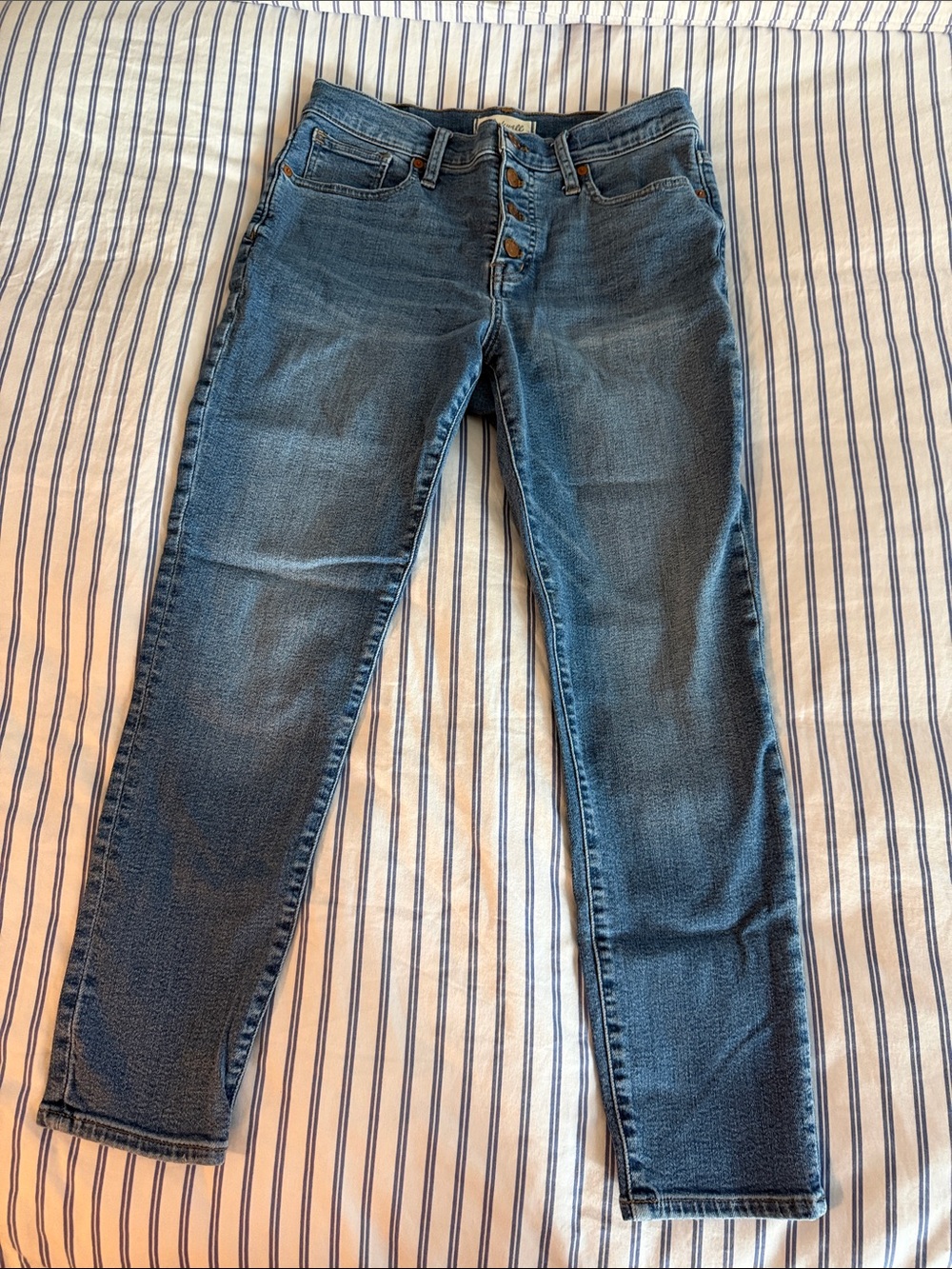 Madewell Indigo Button-Fly 9” Mid-rise Skinny Crop Jeans